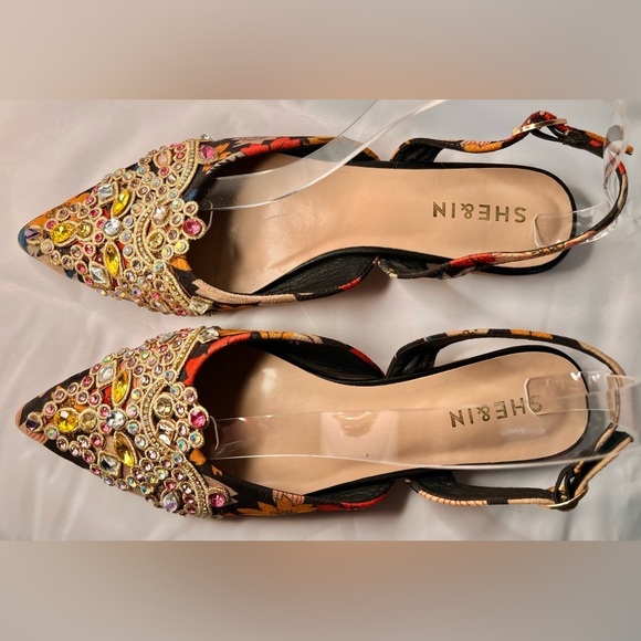 SHE&IN • Bejeweled Slingback Pointed Flats Size 41 - Picture 1 of 3